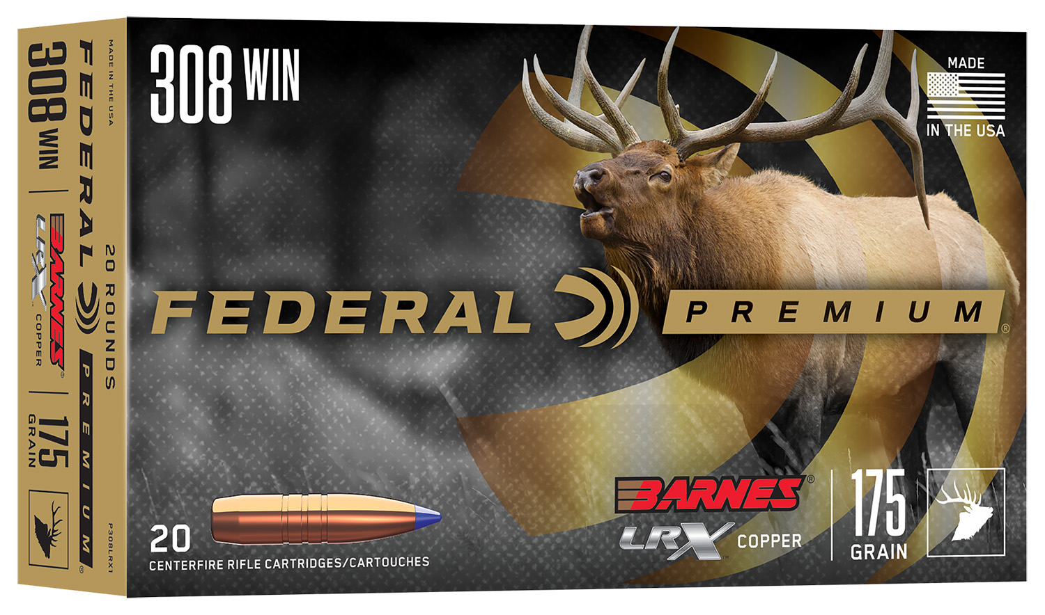 Federal P308LRX1 Premium 308Win 175gr Barnes LRX Lead Free 20 Per Box/10 Case