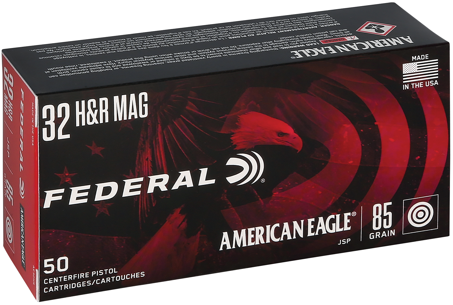Federal AE32HR 32 H&R Magnum 85gr JSP Ammo, 50 Rounds per Box - Federal Premium Ammunition - JACKETED SOFT POINT