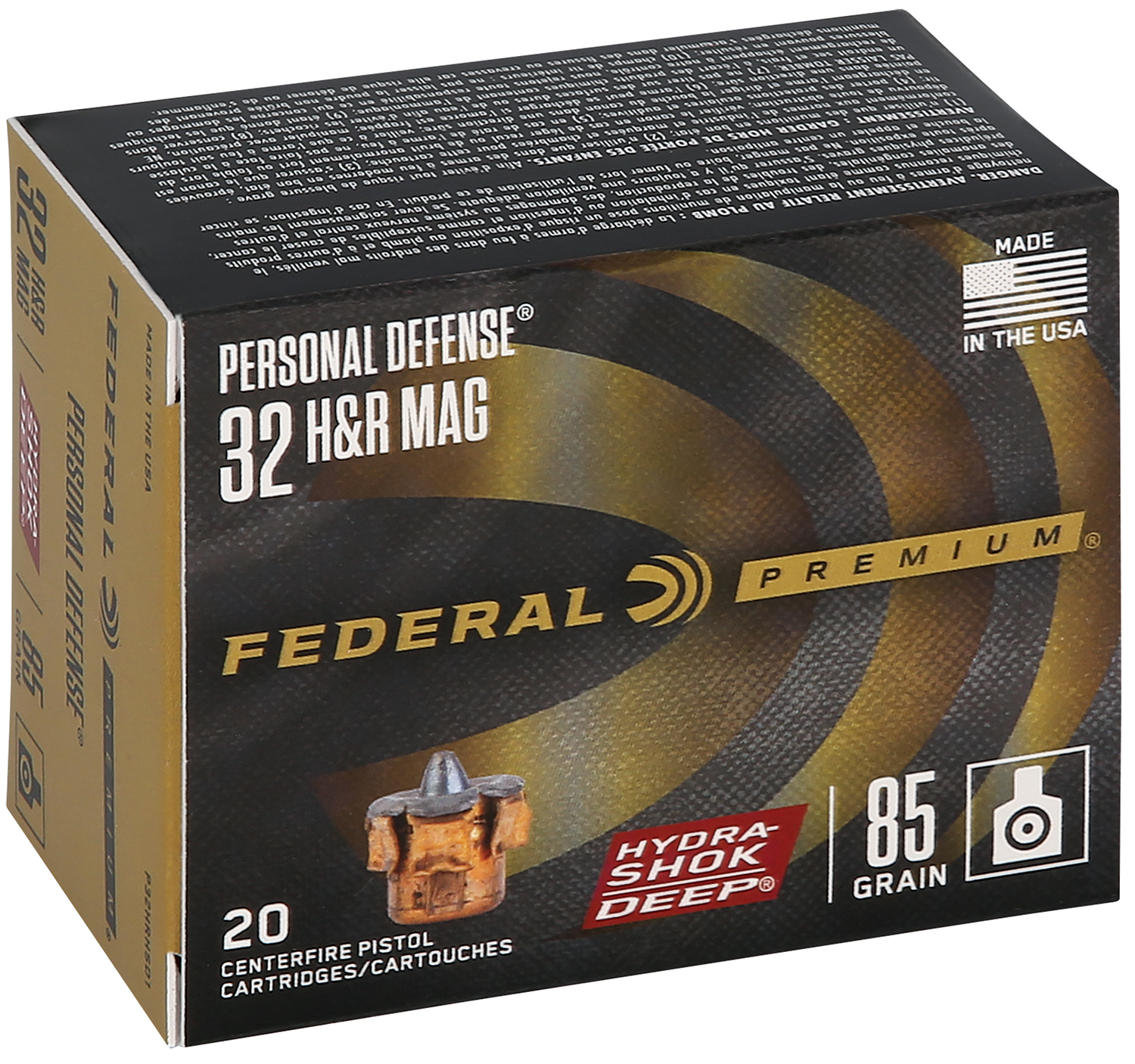 Federal P32HRHSD1 32H&R Mag 85gr Hydra-Shok JHP Ammo, 20 Rounds