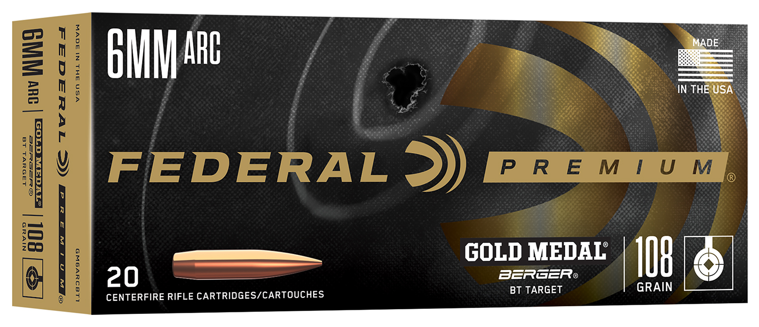 Federal GM6ARCBT1 Gold Medal 6mm ARC 108gr Berger 20 Rounds