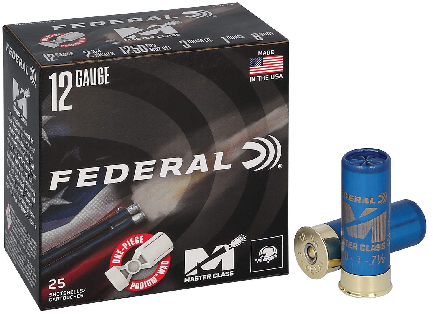 Federal Master Class Shotshells 12ga 2-3/4 1oz 1250fps #8 25/ct - Federal Premium Ammunition - 12 GAUGE