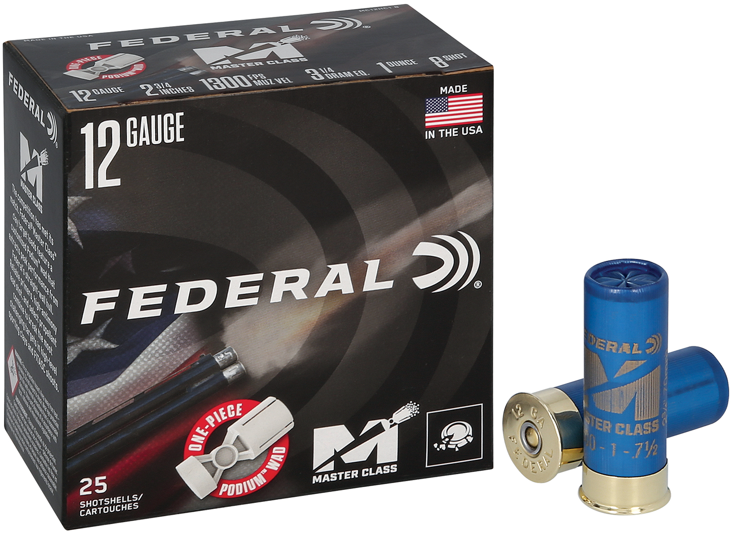 Federal Master Class Shotshells 12ga 2-3/4 1oz 1300 fps #8 25/ct