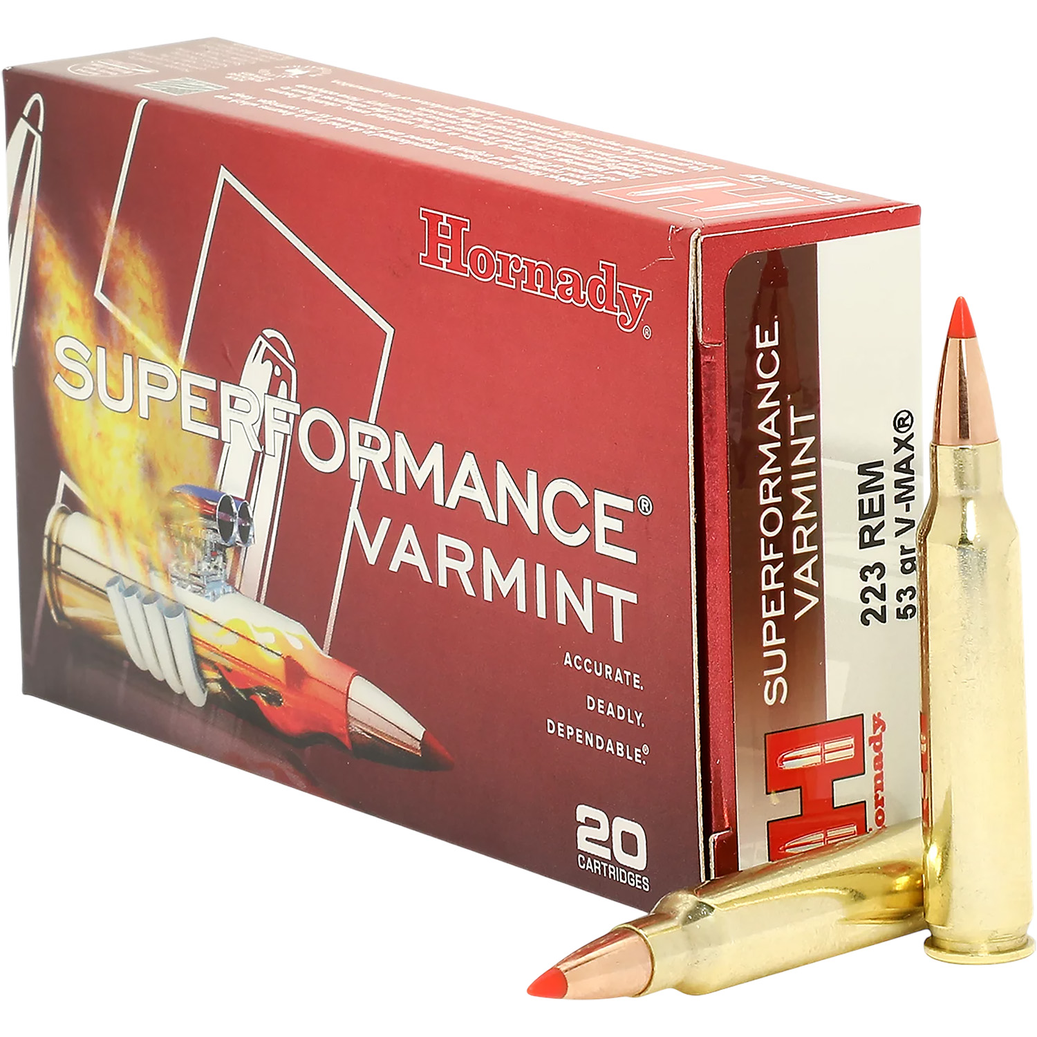 Hornady Superformance Varmint, .223 Winchester Super Short Magnum, 55 Grain, V-MAX, 20 Round Box 8308
