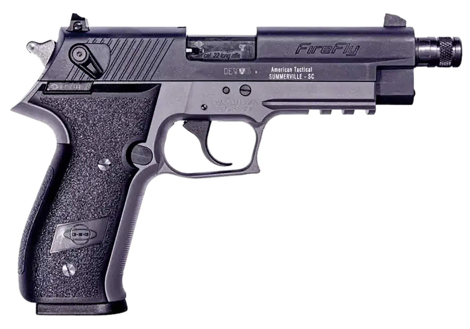 GSG GERG2213TFFSA FireFly  22 LR 13+1 4.90" Black Threaded Barrel, Aluminum Serrated Slide, Smoke Gray Aluminum Frame w/Picatinny Rail, Textured Grip