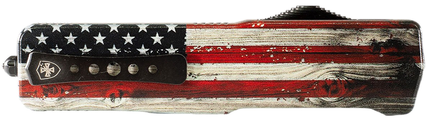 Templar MZ-WUS-32-1 OTF Slim Zinc Wood US Flag 3.5" Drop Point Stonewash