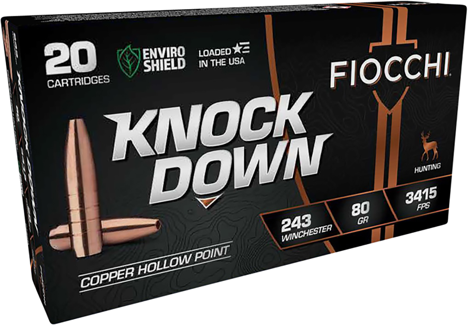 Fiocchi Backwoods Hunter Rifle Ammunition 243 Win 80gr CHP 3415 fps 20/ct