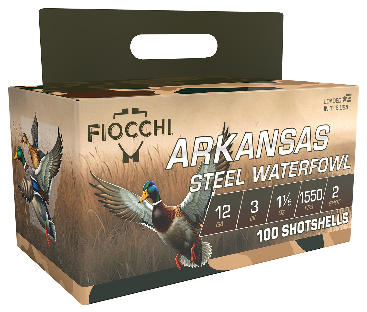 Fiocchi Arkansas Steel Waterfowl Shotshells 12ga 3 1-1/5oz 1550 fps #4 100/ct