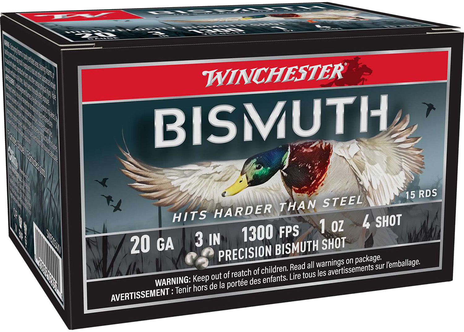 Winchester SWB2034XV Bismuth Shotshell 20ga 3" 1oz 1300fps #4 15ct - Winchester - 20 GAUGE 3"