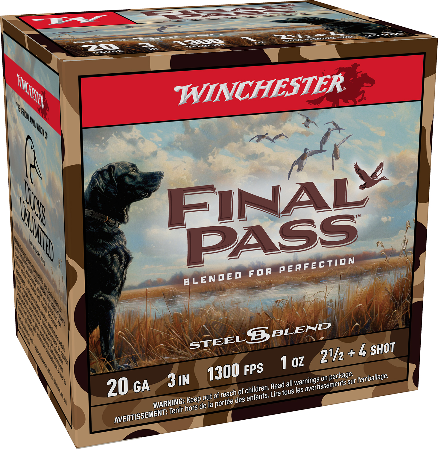 Winchester Final Pass Shotshells 20ga 3 1oz 1300 fps #2.5 & #4 25/ct