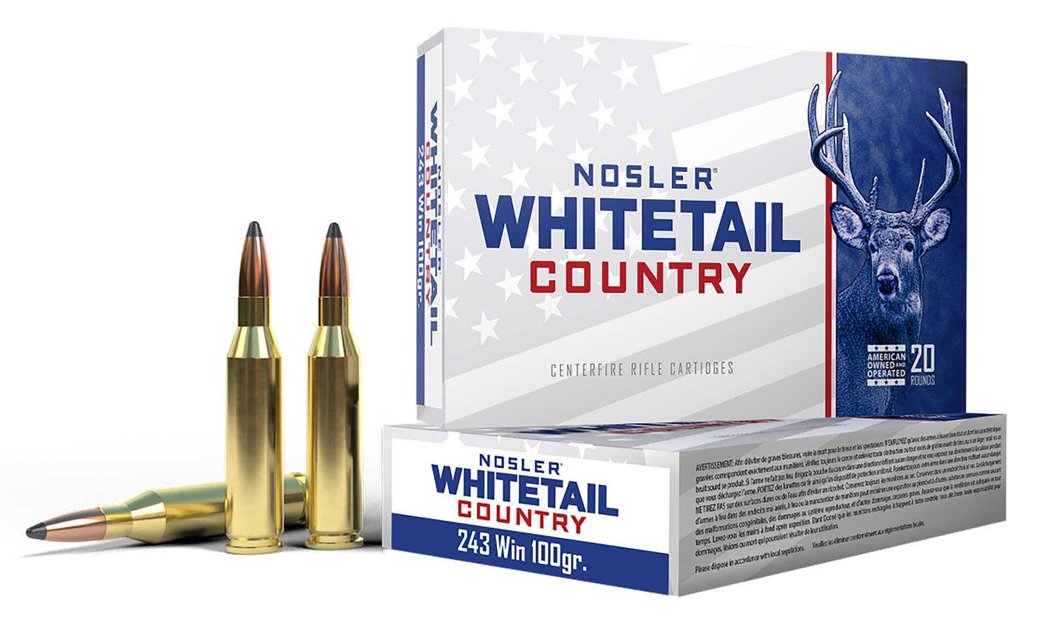 Nosler Whitetail Country Rifle Ammunition .243 Win 100gr SP 20/ct