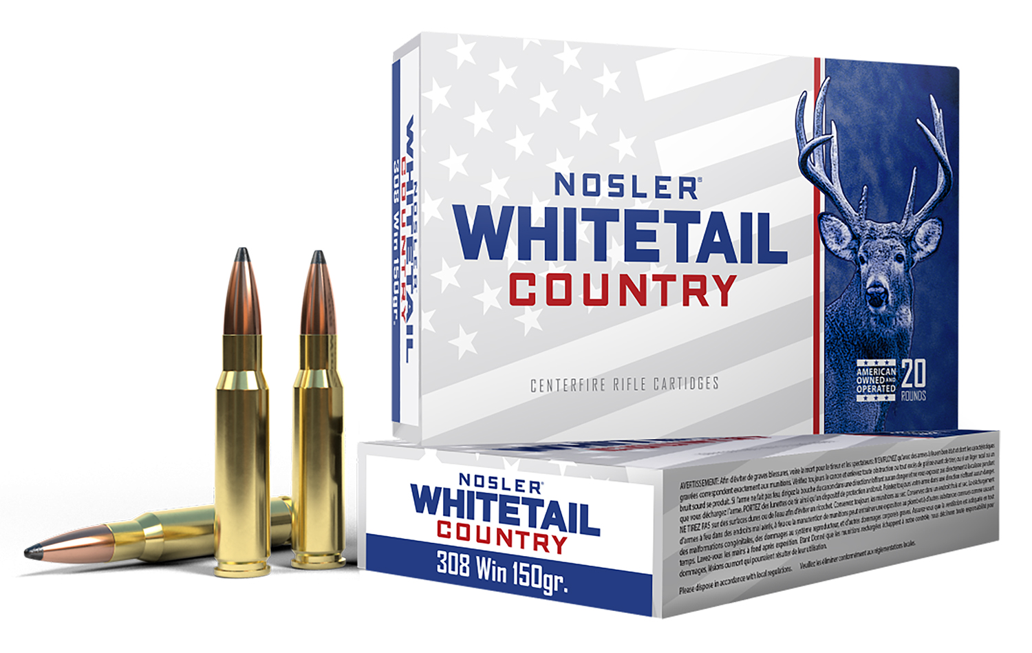 Nosler Whitetail Country Rifle Ammunition .308 Win 150gr SP 20/ct