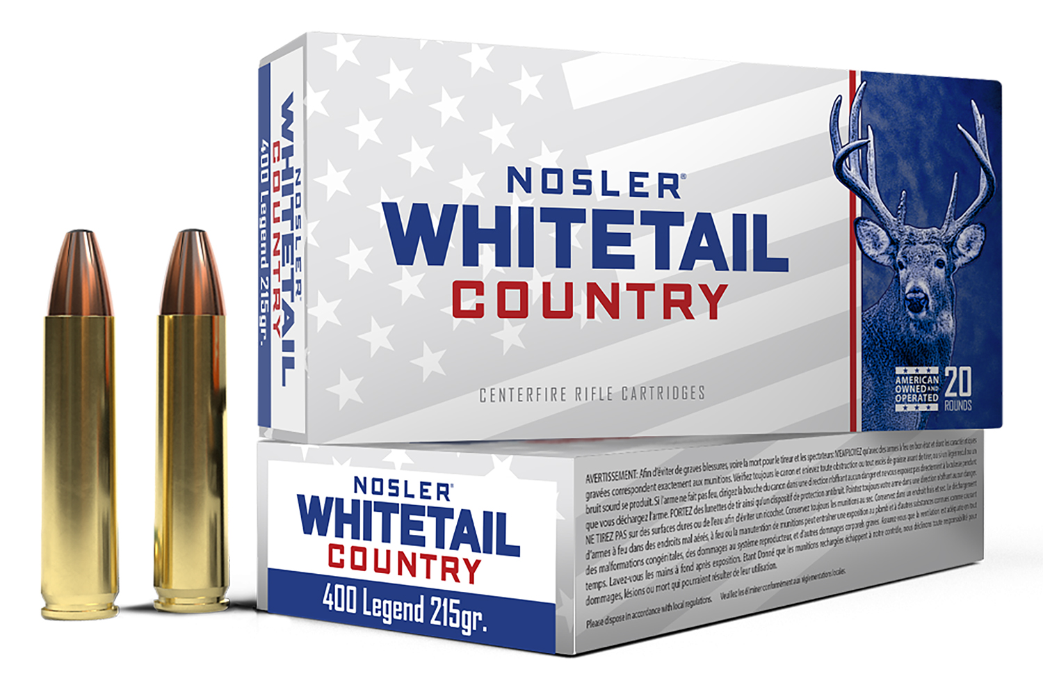 Nosler Whitetail Country Rifle Ammunition 400 Legend 215gr JSP 20/ct - Nosler - 400 LEGEND