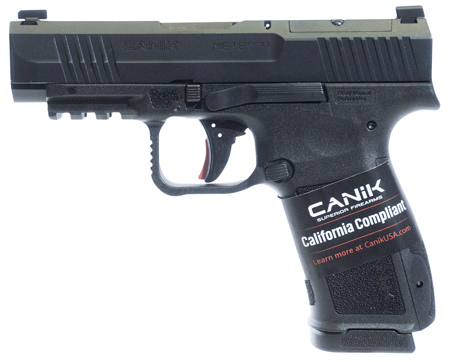 Canik HG7885CA-N Mete MC9LS *CA Compliant 9mm Luger 10+1 3.63" Black Steel Barrel, Black Nitride Steel Serrated Slide, Black Polymer Frame w/Picatinny Rail, Interchangeable Backstrap Grip