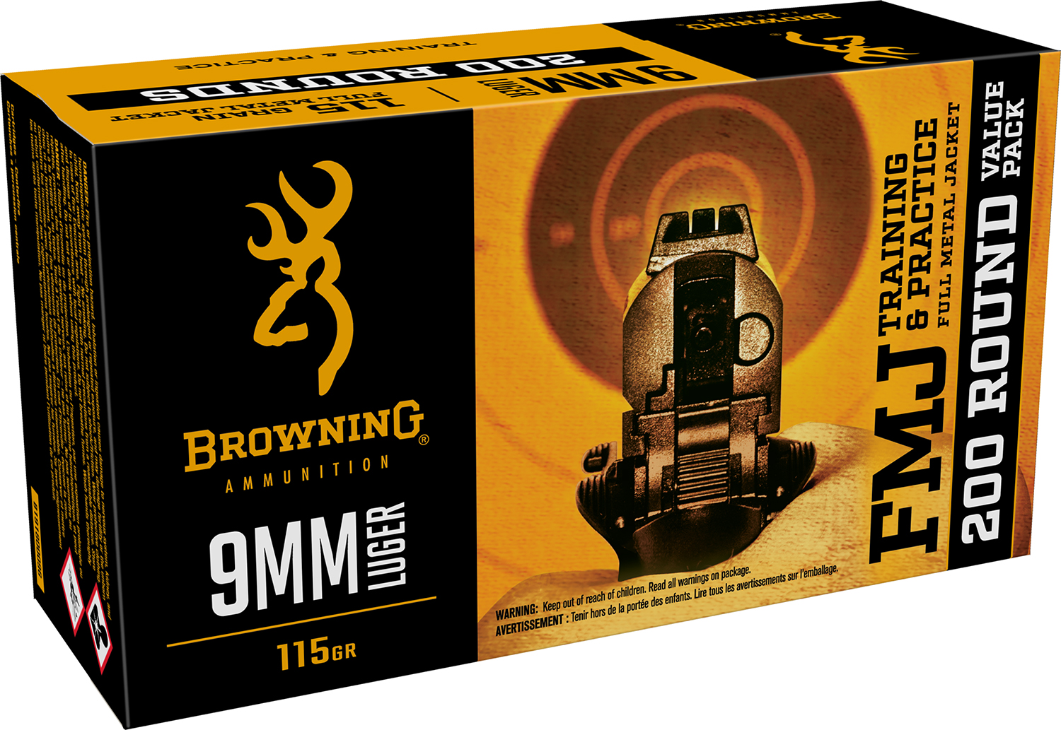 Browning Ammo B191800096 9mm 115gr Full Metal Jacket 200 Per Box/5 Case *Bulk Pack