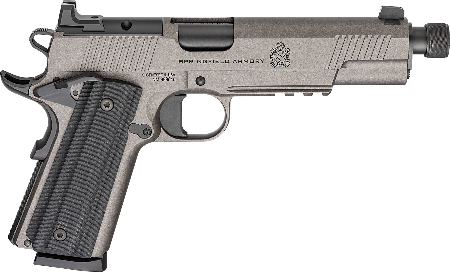 Springfield Armory 1911 Operator AOS Handgun .45 Auto 8rd Magazine 5.75 Threaded Barrel Grey Cerakote - Springfield Armory - 45 ACP