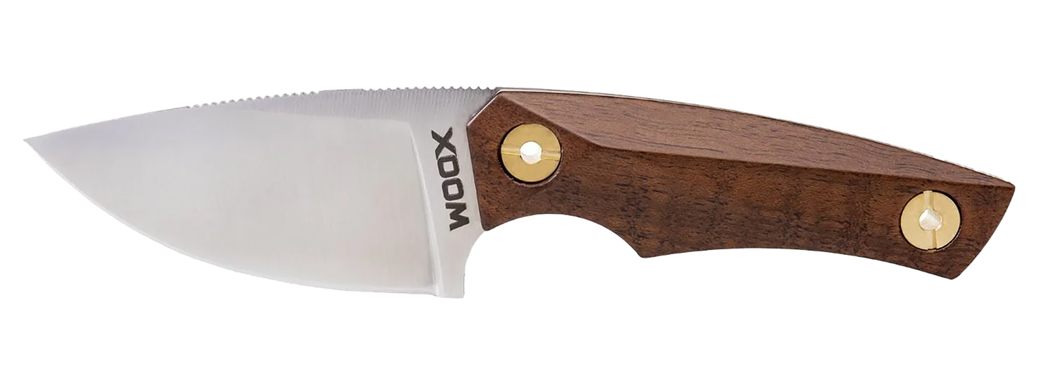 Woox BU.KNF030.01 Bad Boy 2.75" Plain Drop Point D2 Steel Blade American Walnut w/ Brass Hardware Handle 6.25" OAL