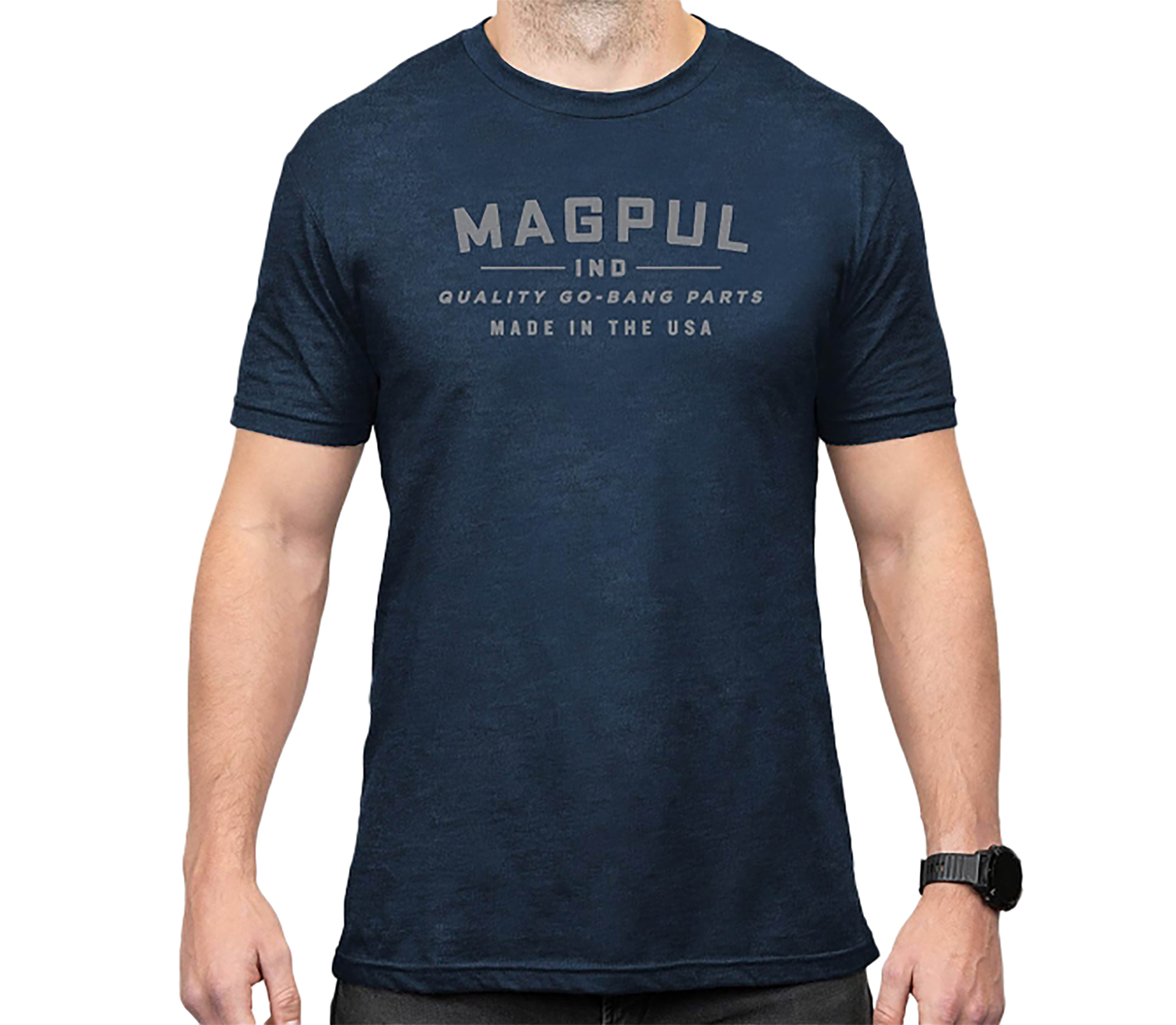 Magpul MAG1112-410-S Go Bang Parts Navy Heather Cotton/Polyester Short Sleeve Small