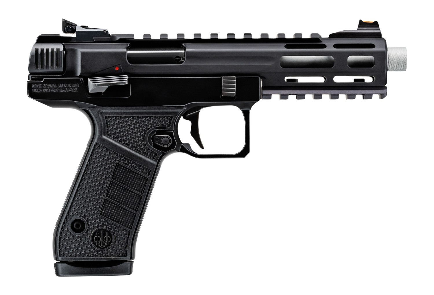 Beretta USA JB22TACMET15SB B Series Jaguar Tac Full Size 22 LR 15+1 5.25" Stainless Barrel w/M-LOK Barrel Shroud, Black Picatinny Rail Slide, Black Metal Frame w/Picatinny Rail, Interchangeable Grip P