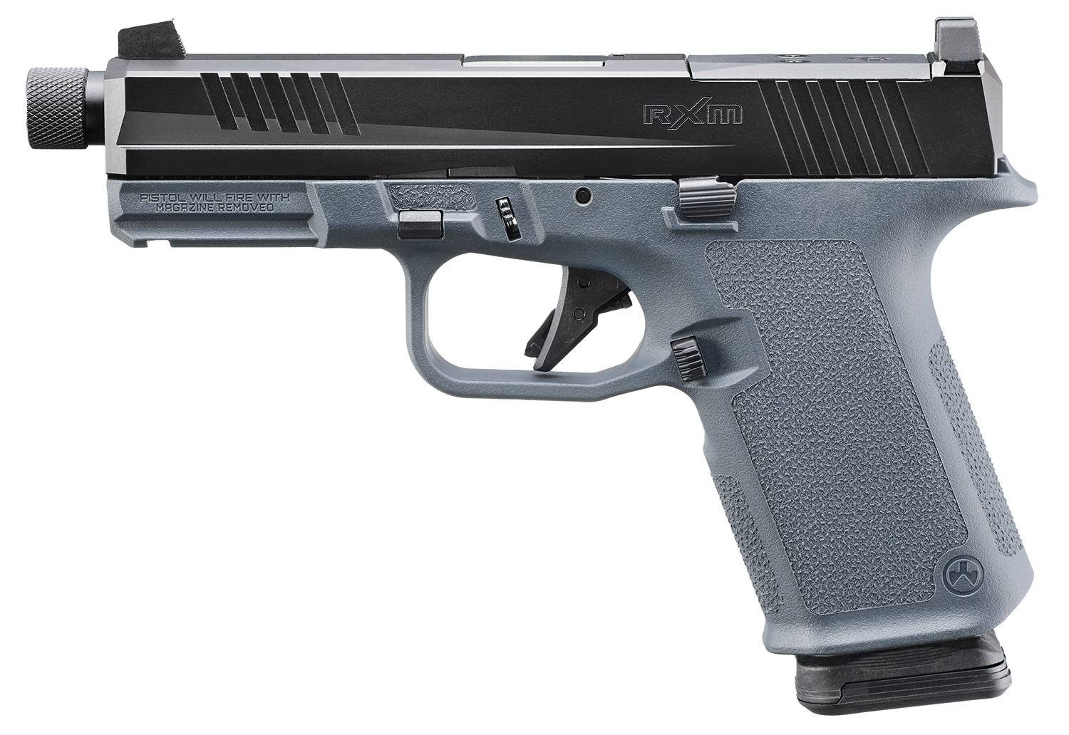 Ruger RXM 9mm Threaded 4.5 in. 15+1 Stealth Gray - Proven Optic-Ready Pistol 4 Ruger RXM 9mm Stealth Gray right side with threaded barrel and optic ready slide