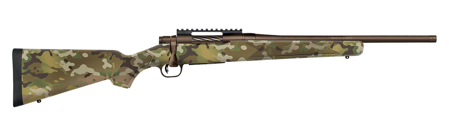 Mossberg 28279 Patriot  Compact 450 Bushmaster 4+1 18" Patriot Brown Cerakote Threaded Bull Barrel, Patriot Brown Cerakote Steel Receiver w/Picatinny Rail, MultiCam Fixed Synthetic Stock