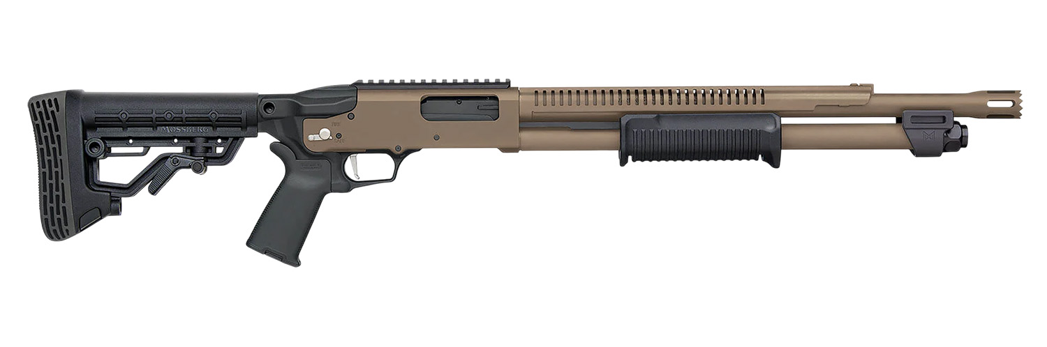 Mossberg 590R Stand-Off FDE Cerakote Shotgun 12ga 3 Chamber 6rd Capacity 18.5 Barrel Adjustable Stock - Mossberg - 12 Gauge