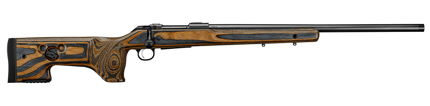 CZ-USA 07511 600+ Range 223 Rem 5+1 24" Black Nitride Threaded Barrel, Black Nitride Steel Drilled & Tapped Receiver, Varnished Laminate Stock w/Adj Cheekrest