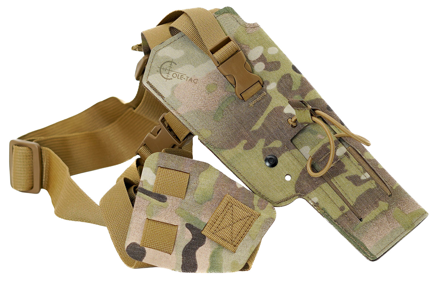 Cole-TAC Varmint Wrangler, Chest Holster, Fits Most 22LR Suppressor Host (Ruger MK Series/M&P22/Buckmark/TX22) with Suppressors Attached and Weapon Mounted Light, MultiCam VW113