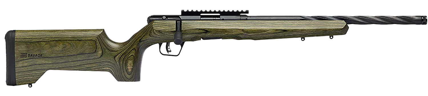 Savage Arms 70251 B Series  Full Size 22 LR 10+1 18" Matte Black Spiral Fluted Threaded Barrel, Matte Black Carbon Steel Receiver w/Picatinny Rail, OD Green Fixed Laminate Stock, Right Hand