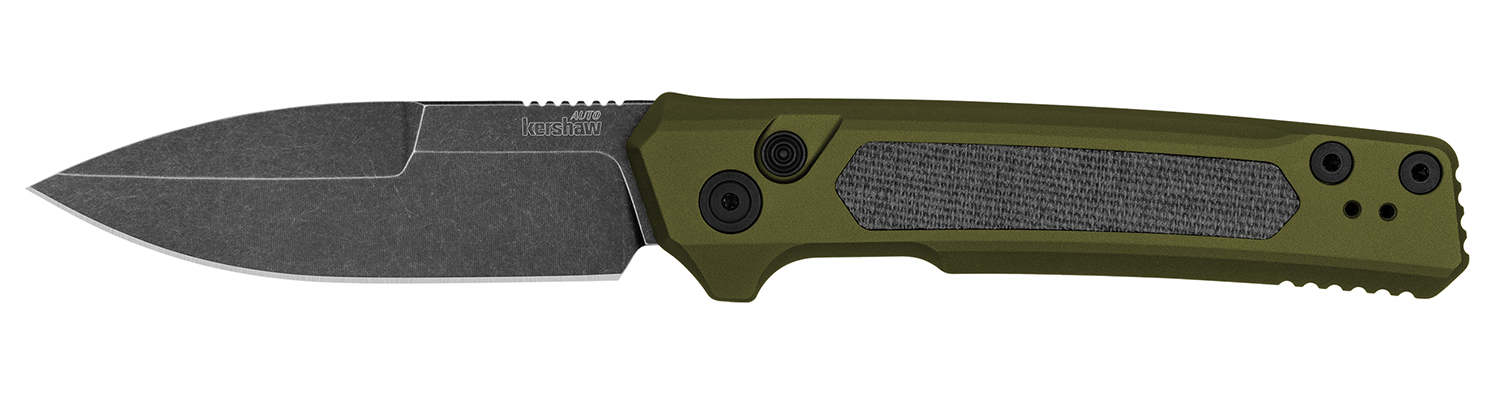 Kershaw 7205 Launch 22 Automatic 3.45" Folding Spear Point Plain CPM MagnaCut Steel Blade, OD Green Anodized w/Black Micarta Inserts Aluminum - Kershaw - SPEAR POINT