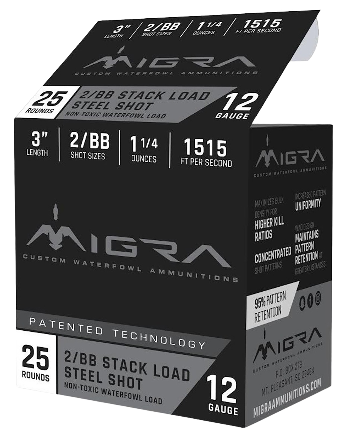 Migra Ammunitions M12SS2BB Staxd 12Gauge 3" 1 1/4oz 2/BBShot 25 Per Box/10 Case