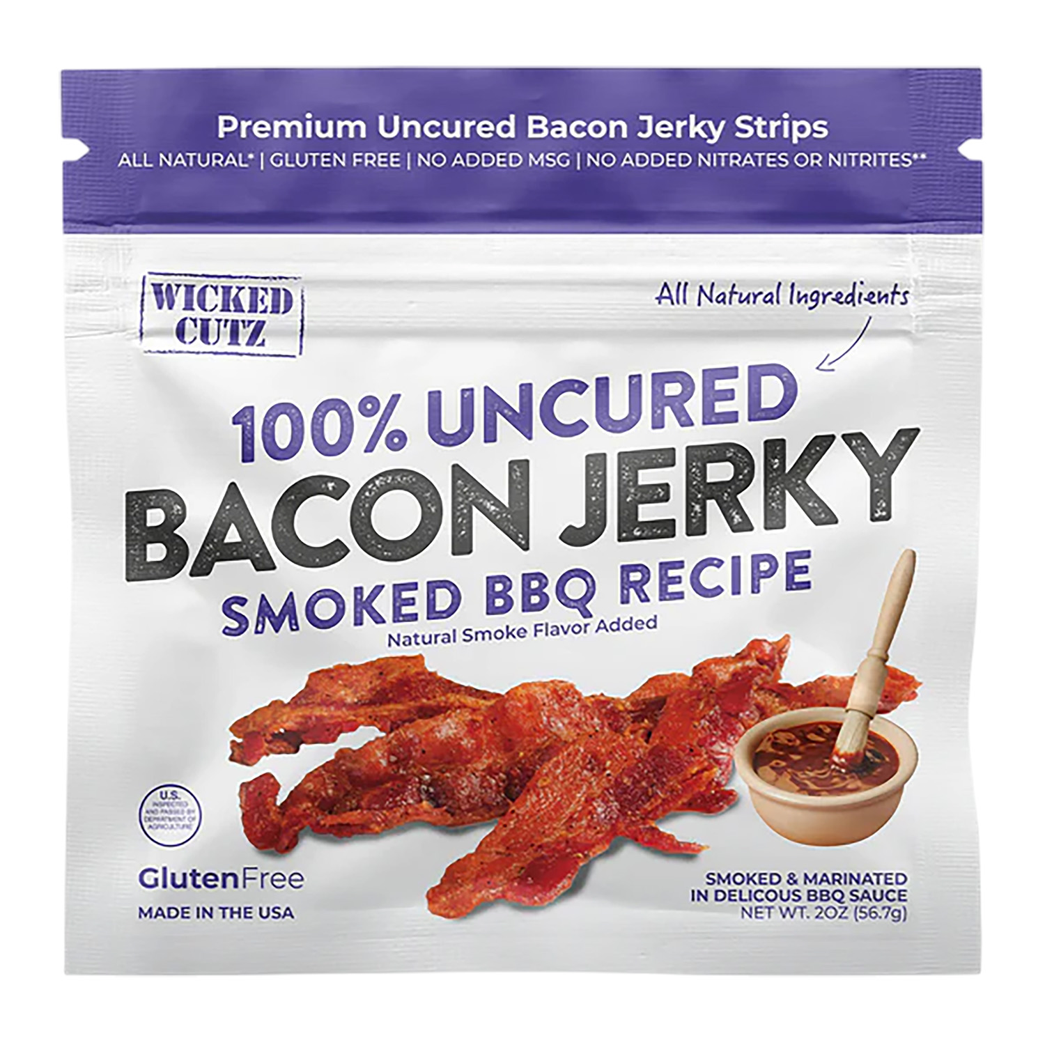 Wicked Cutz WCPJ02BQ Smoked BBQ Bacon Jerky 10 Pack