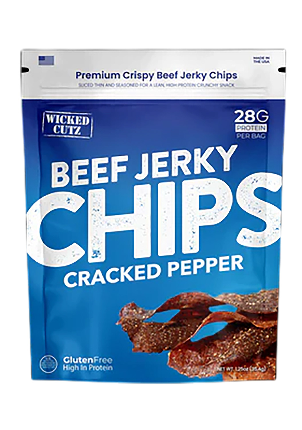 Wicked Cutz WCBC01CP Cracked Pepper Beef Jerky Chips 8 Pack