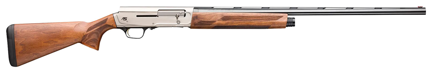 Browning 0119035004 A5 Upland Sweet Sixteen 16 Gauge Semi-Auto 2.75" 4- 2.75" Shells 28" Gloss Blued Vent Rib Barrel, Brushed Nickel Aluminum Alloy Receiver, Fixed Turkish Walnut Stock