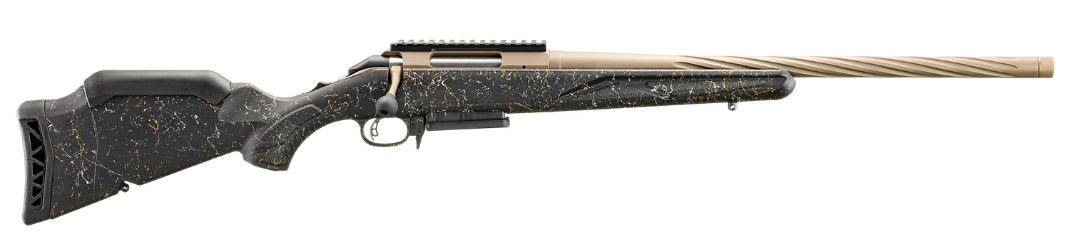 Ruger 46972 American II Prairie 308 Win 3+1 20" Smoked Bronze Cerakote Spiral Fluted Threaded Barrel & Alloy Steel Receiver w/Picatinny Rail, Black Splatter Adj LOP Synthetic Stock