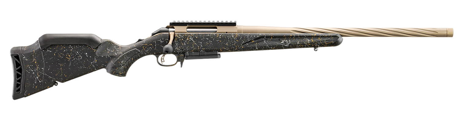 Ruger 46973 American II Prairie Full Size 6.5 Creedmoor 3+1 20" Smoked Bronze Cerakote Spiral Fluted Threaded Barrel & Alloy Steel Receiver w/Picatinny Rail, Black Splatter Adj LOP Synthetic Stock