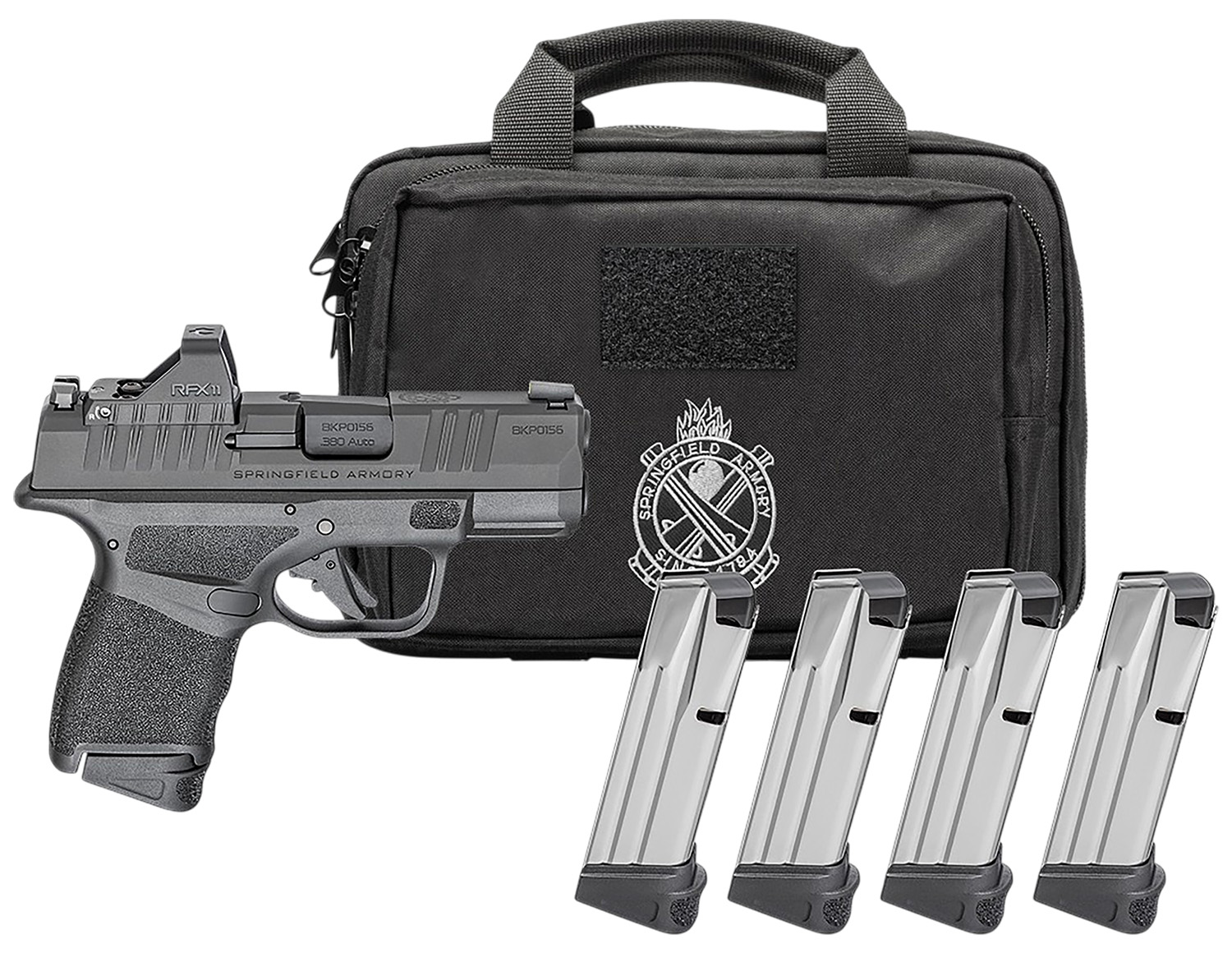Springfield Gear Pac Hellcat Micro-Compact OSP Handgun 9mm Luger 11(1)&13(3)rd Magazines 3 Barrel Green Dot & Bag