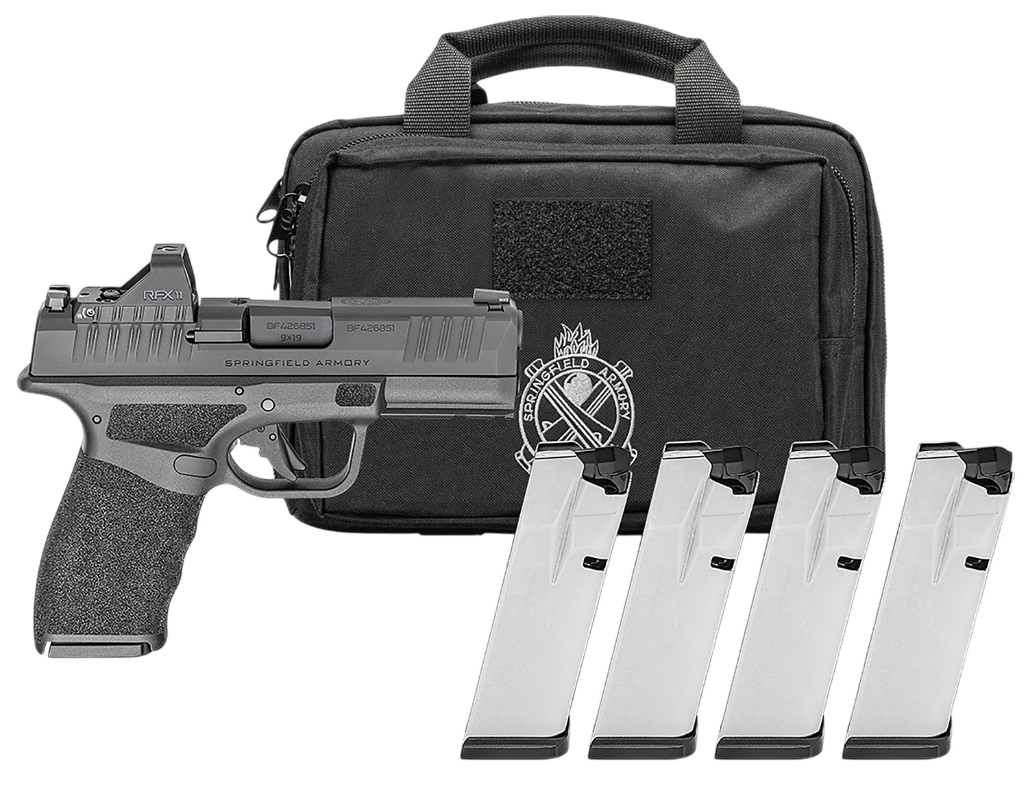 Springfield Gear Pac Hellcat Pro OSP Handgun 9mm Luger 10rd(4) Magazines 3.7 Barrel Black Green Dot Bag CA Compliant - Springfield Armory - 9mm Luger (9x19 Parabellum)