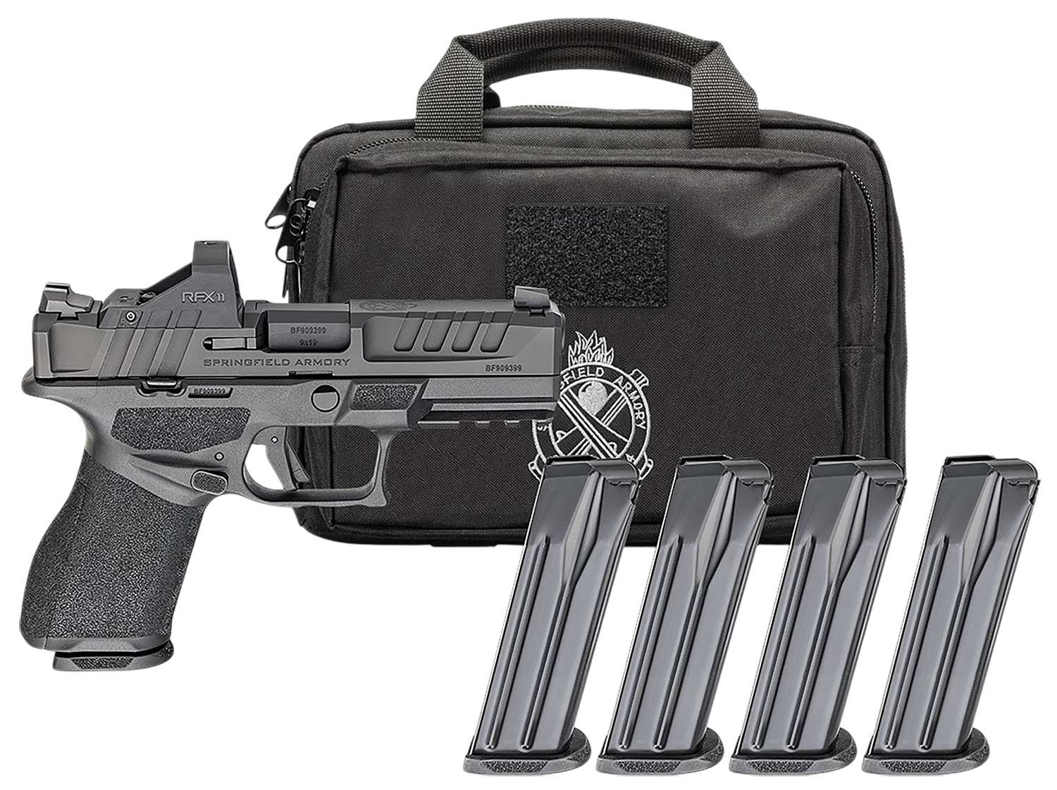 Springfield Armory Gear Pac Echelon 4.0C Handgun 9mm Luger 10rd(4) Magazines 4 Barrel Black Tritium Night Sights Green Dot  & Bag - Springfield Armory - 9mm Luger (9x19 Parabellum)
