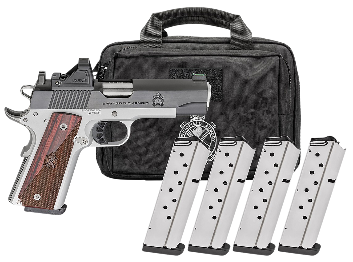 Springfield Gear Pac 1911 Ronin AOS Handgun .45 Auto 8rd Magazines(4) 4.25 Barrel Green Dot & Bag - Springfield Armory - .45 ACP/Auto