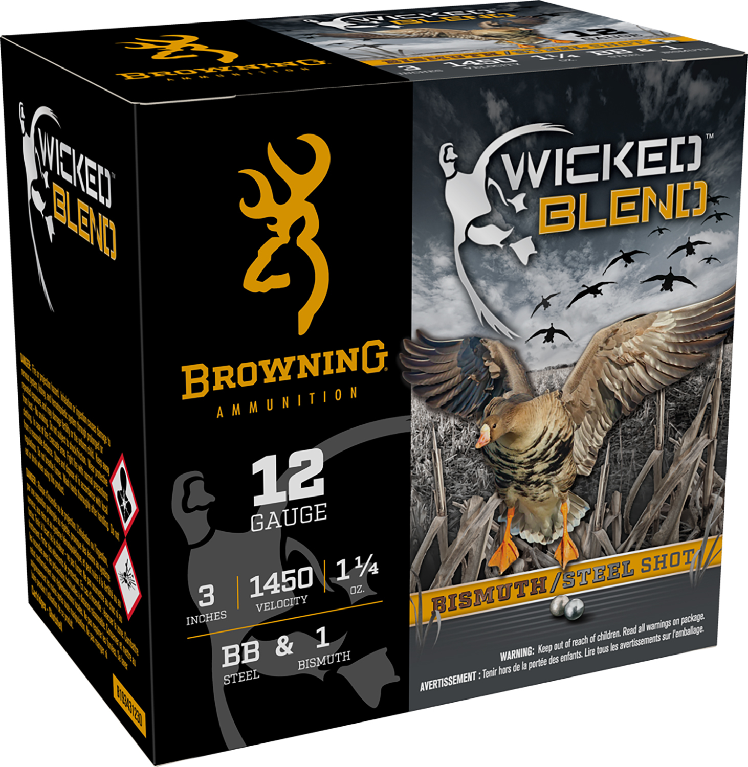 Browning Ammo B193431230 Wicked Blend 12Gauge 3" 1 1/4oz BB/1BI Shot 25 Per Box/10 Case