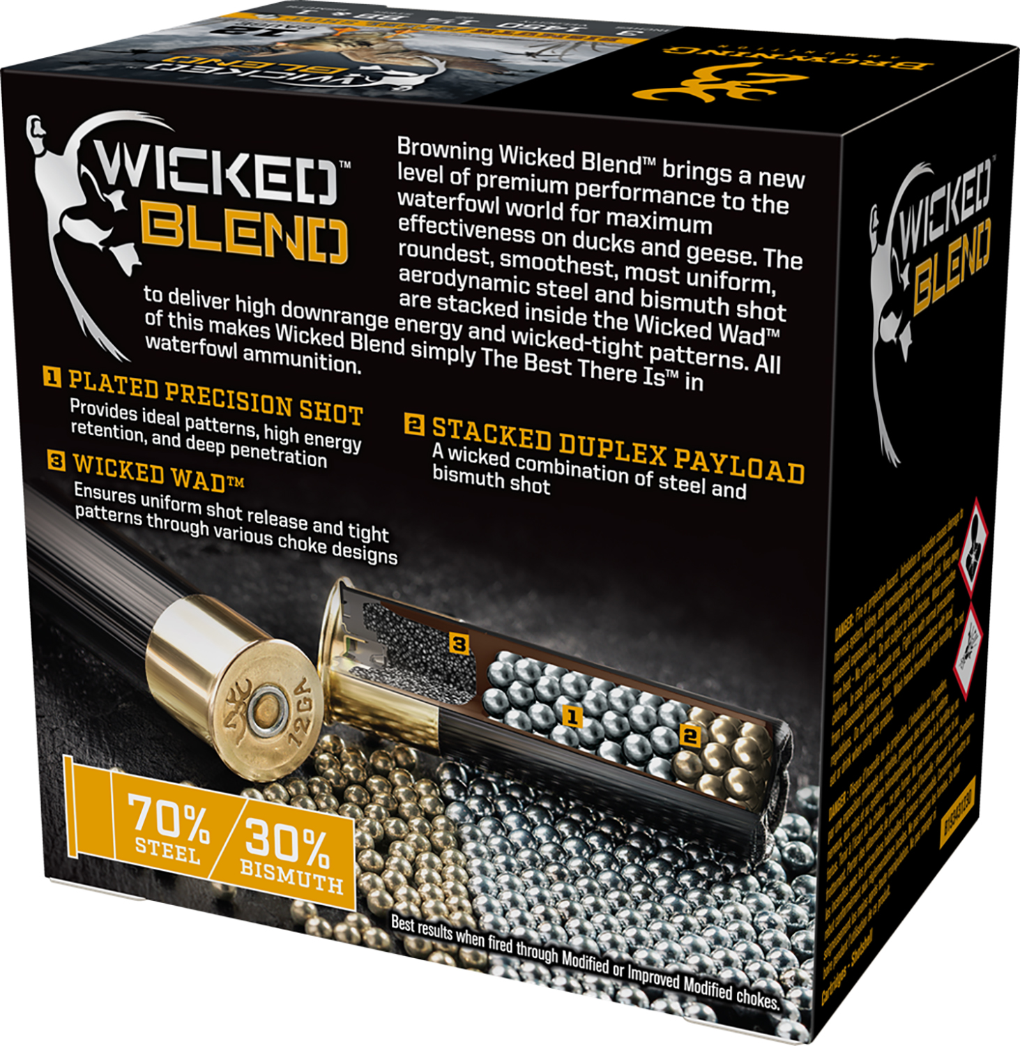 Browning Wicked Blend 12 GA 3 in BB-1 – Powerful 1-1/4 oz Steel and Bismuth Waterfowl Load, 25 Rounds 3 Browning Wicked Blend 12 GA 3 in BB-1 – Powerful 1-1/4 oz Steel and Bismuth Waterfowl Load, 25 Rounds - Image 3