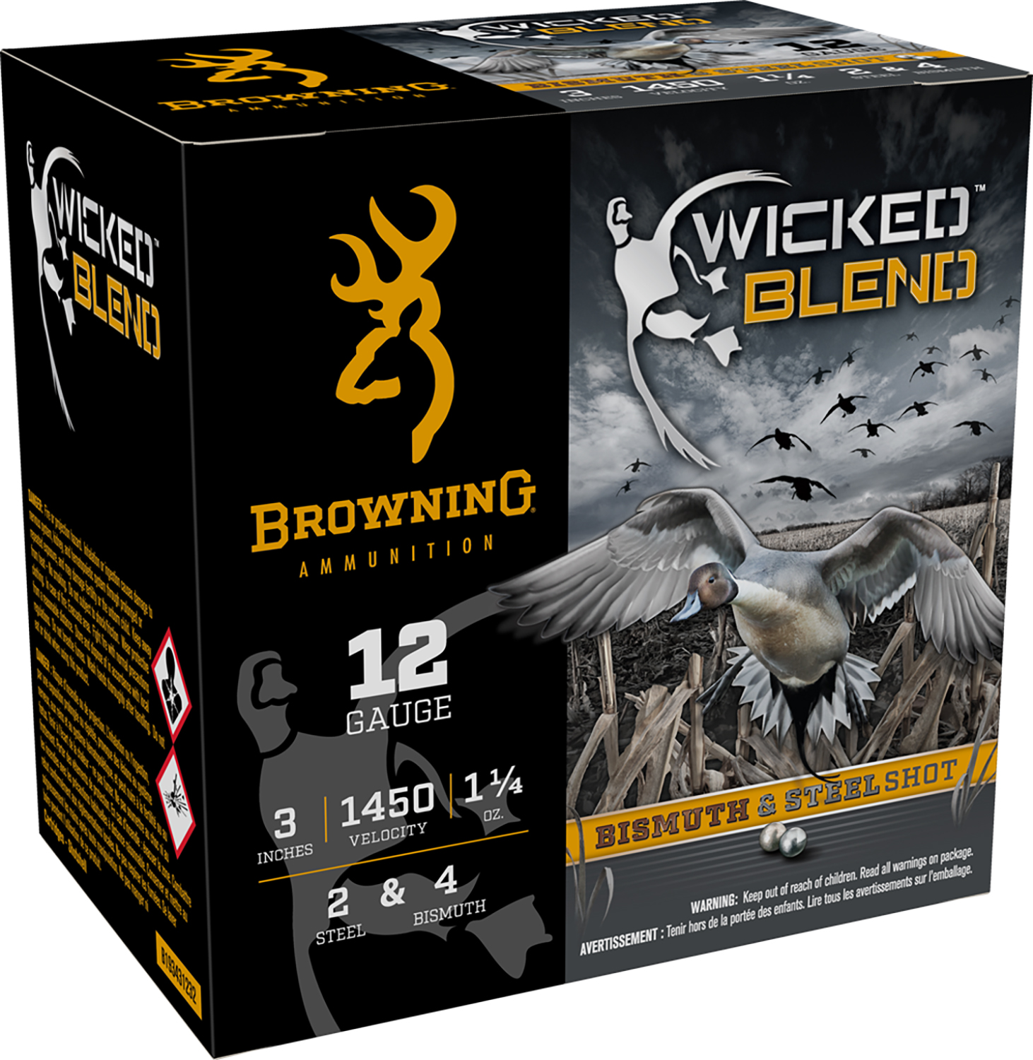 Browning Ammo B193431232 Wicked Blend 12Gauge 3" 1 1/4oz 2/4BI Shot 25 Per Box/10 Case