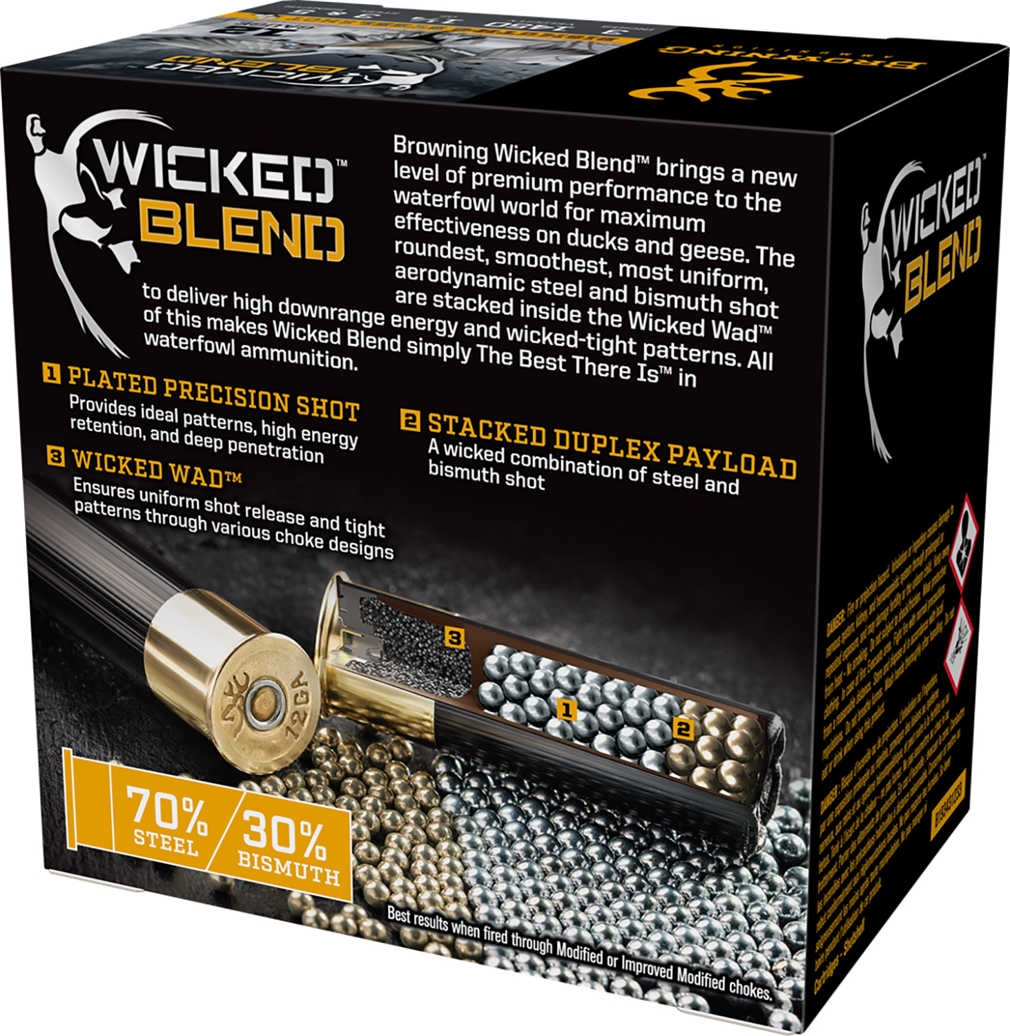 Browning Wicked Blend 12 GA 3 in 3-5 – Powerful 1-1/4 oz Steel and Bismuth Waterfowl Load, 25 Rounds 3 Browning Wicked Blend 12 GA 3 in 3-5 – Powerful 1-1/4 oz Steel and Bismuth Waterfowl Load, 25 Rounds - Image 3