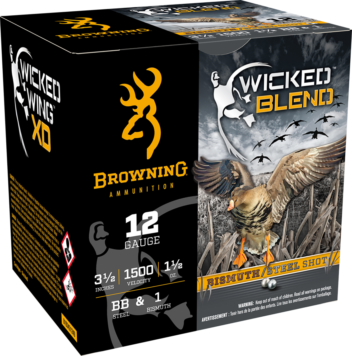 Browning Ammo B193431240 Wicked Blend 12Gauge 3.50" 1 1/2oz BB/1BI Shot 25 Per Box/10 Case