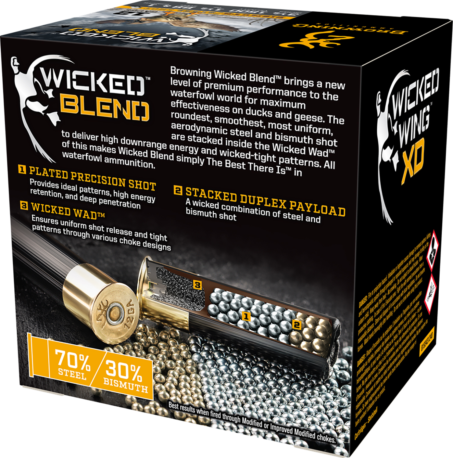 Browning Wicked Blend 12 GA 3.5 in BB-1 – Powerful 1-1/2 oz Steel and Bismuth Waterfowl Load, 25 Rounds 3 Browning Wicked Blend 12 GA 3.5 in BB-1 – Powerful 1-1/2 oz Steel and Bismuth Waterfowl Load, 25 Rounds - Image 3