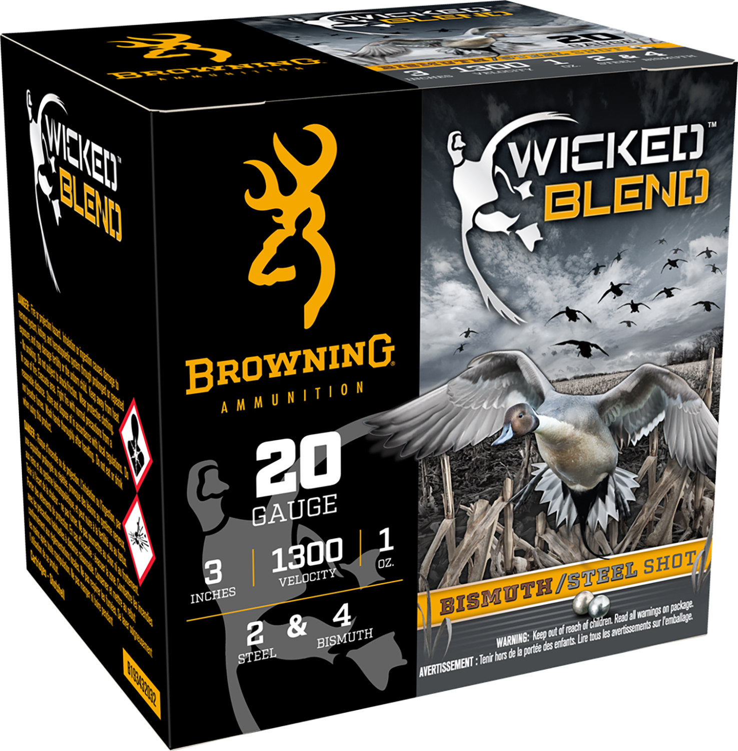Browning Ammo B193432032 Wicked Blend 20Gauge 3" 1oz 2/4BI Shot 25 Per Box/10 Case