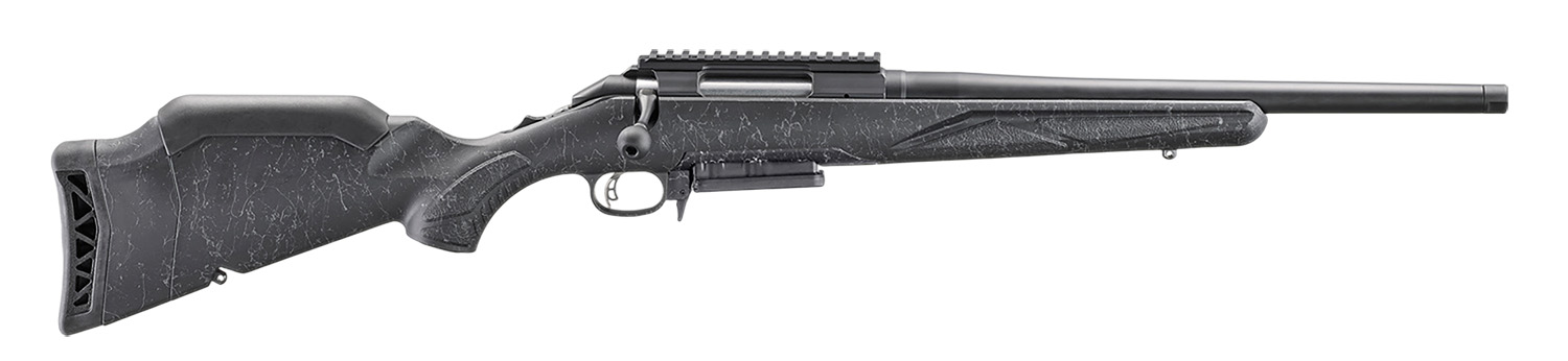 Ruger 46995 American II Patrol 308 Win 3+1 16.10" Graphite Black Cerakote Threaded Bull Barrel & Alloy Steel Receiver w/Picatinny Rail, Black Splatter Adj LOP Synthetic Stock