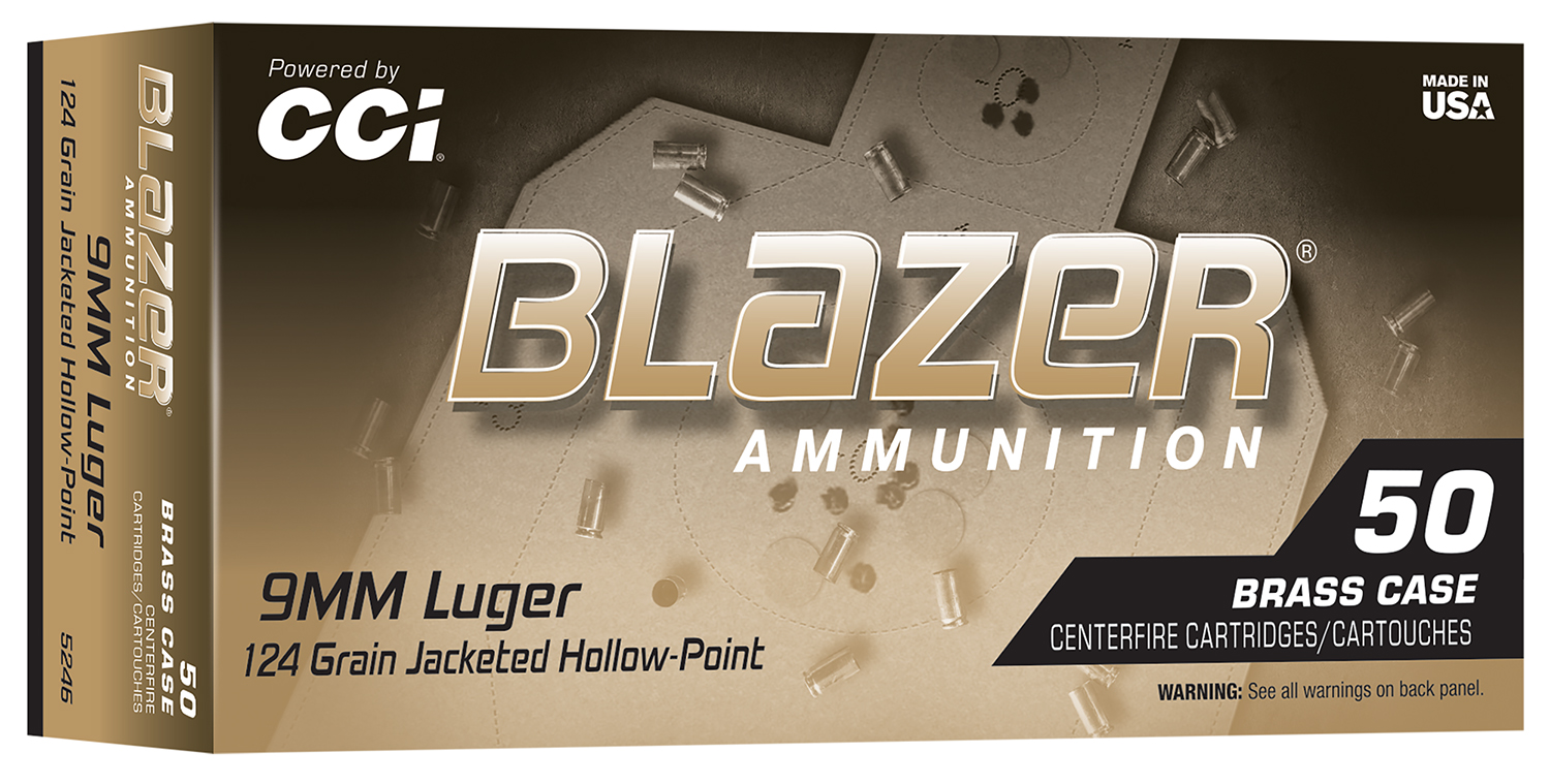 CCI 9mm 124gr Blazer Brass JHP Handgun Ammo