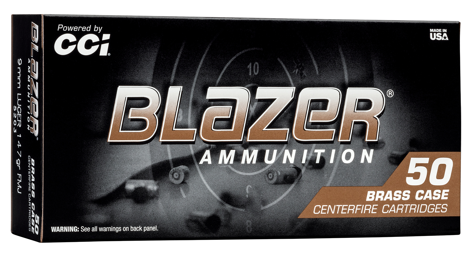 CCI 9mm 147gr TMJ Blazer Brass Handgun Ammo