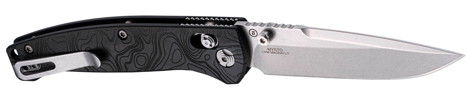 Hogue 24457 Mysto 3.40" Folding Clip Point Plain Black Stonewashed CPM MagnaCut Steel Blade, Maple Valley Richlite Black